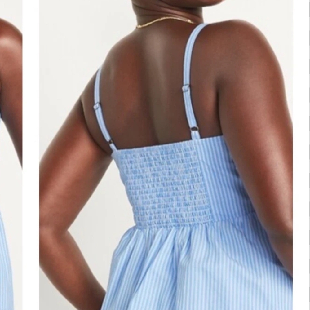 💙 Old Navy Blue Stripe Peplum Cami 2X ✨ Flowy Cute Summer Top - Plus Size NWT - Picture 2 of 6